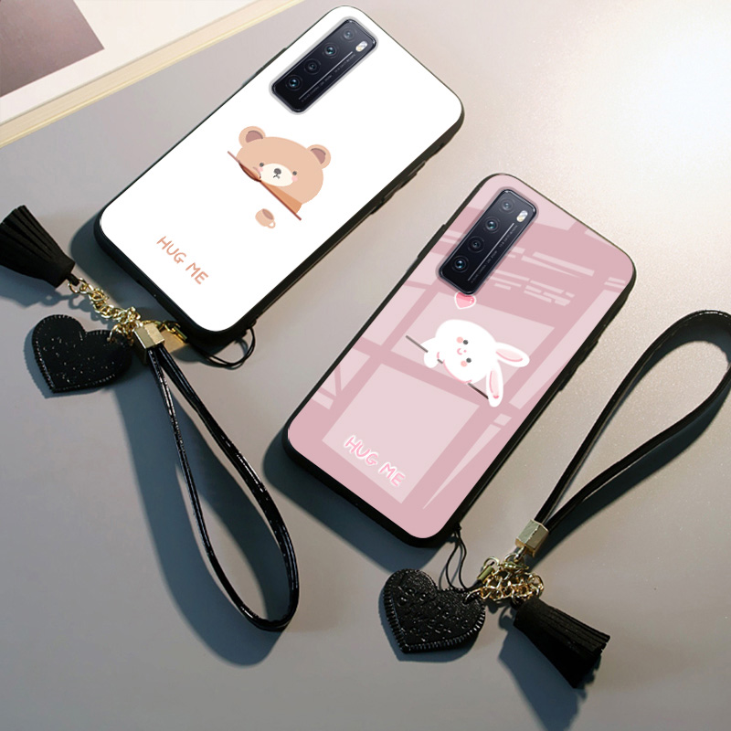 露娜猫华为nova7手机壳玻璃nova7se防摔pro卡通可爱网红保护套女