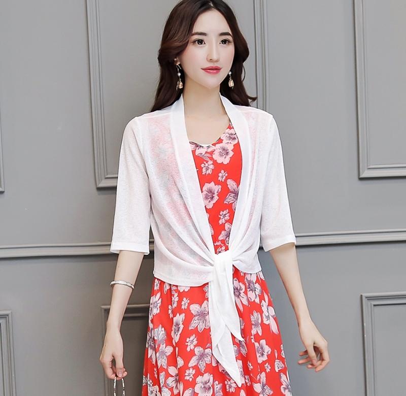 2019夏季新款小披肩短外套女坎肩大码胖mm薄开衫空调衫沙滩防晒