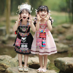 村超云南贵州旅游夏季两件套民族风女童汉服抹胸吊带半身裙连衣裙