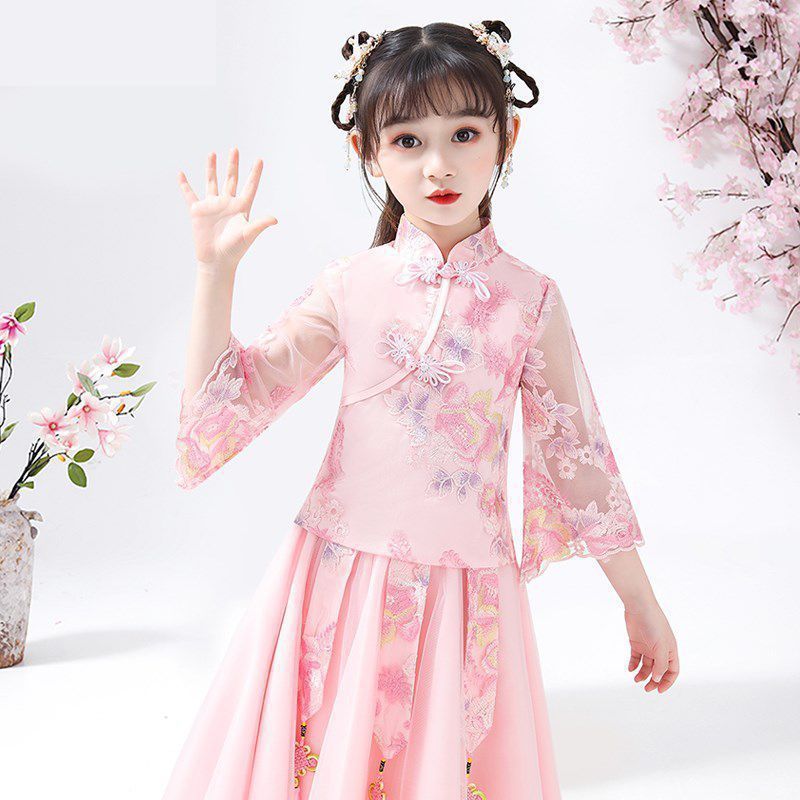 汉服儿童女套装夏装新款洋气仙女裙儿童女分体民国风女装儿童