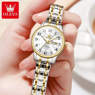 欧利时品牌手表时尚气质简约女士数字夜光日历简约防水钢带石英表