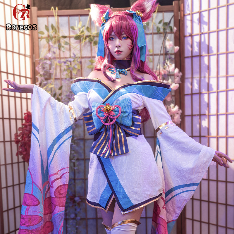 LOL英雄联盟灵魂莲华cos服九尾妖狐阿狸cosplay服装假发假毛