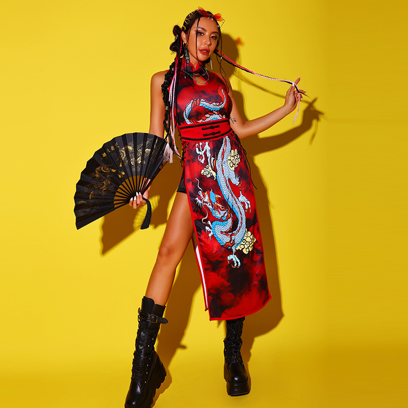中国风国潮旗袍蹦迪跳舞服装爵士舞蹈衣服走秀主题服装演出服女装