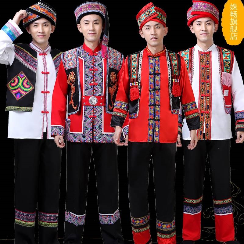 新款壮族土家族服装男成人少数民族舞蹈表演服饰广西三月三演出—帽子
