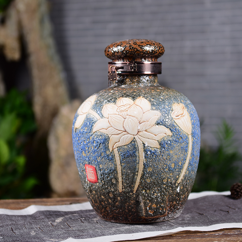 景德镇陶瓷酒坛酒缸酒坛子酒罐仿古酒坛泡酒瓶带龙头20斤30斤50斤