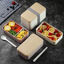 Microwave Double Layer Lunch Box Wooden Salad Bento Box Port