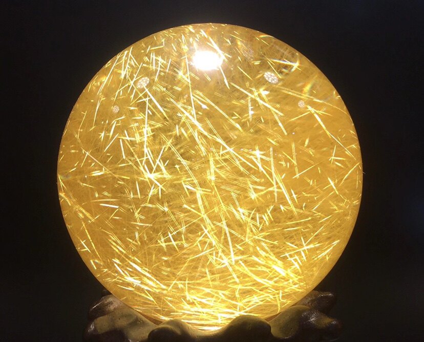 68公分净重4345克天然水晶金发晶发晶球摆件发晶形成摆件