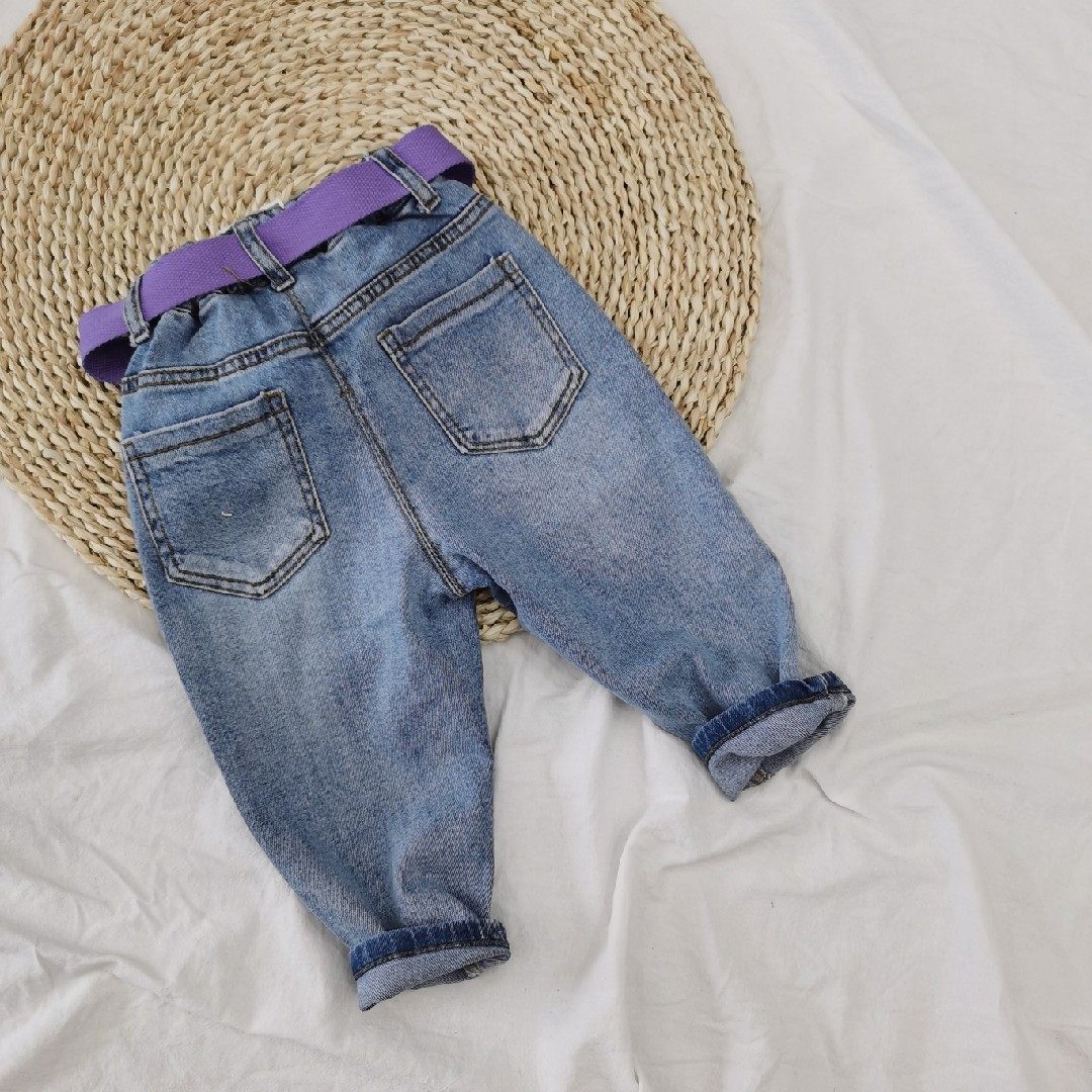 小童韩国儿童牛仔裤纯色韩版2021春装新款男女裤子