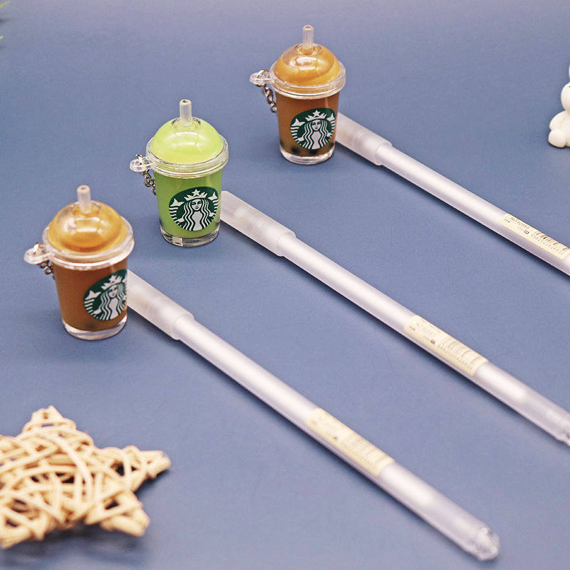 中性笔高颜值冰镇果汁吊坠创意可爱仙萌挂件黑色中性笔