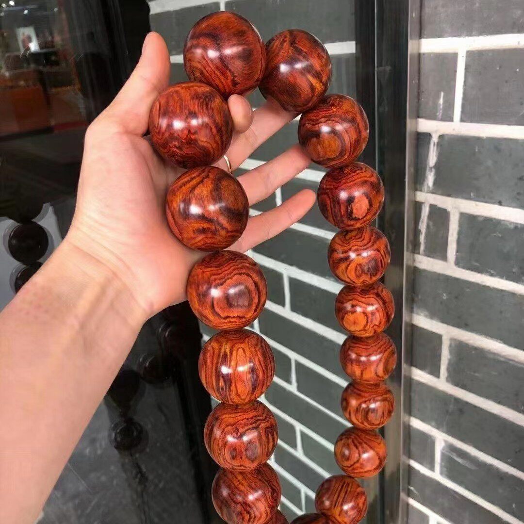 海南黄花梨老料鬼脸手持佛珠手串罗汉达摩豪珠佛珠