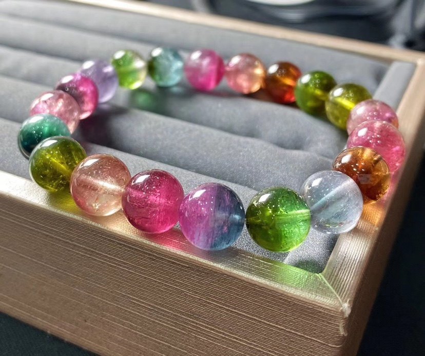 天然西瓜碧玺手链参数98mm2972克手链