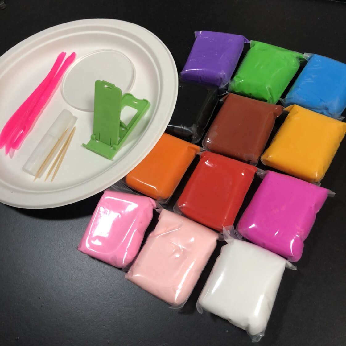 超轻粘土diy材料夏天荷花纸盘画手自制手工粘土