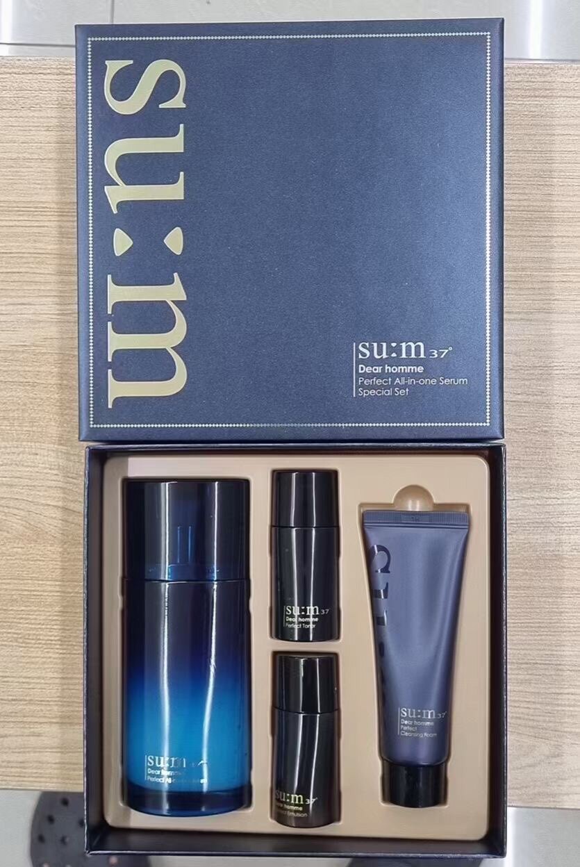 韩国新款抗皱sum37呼吸苏秘男士护肤品水乳精华面部护理套装