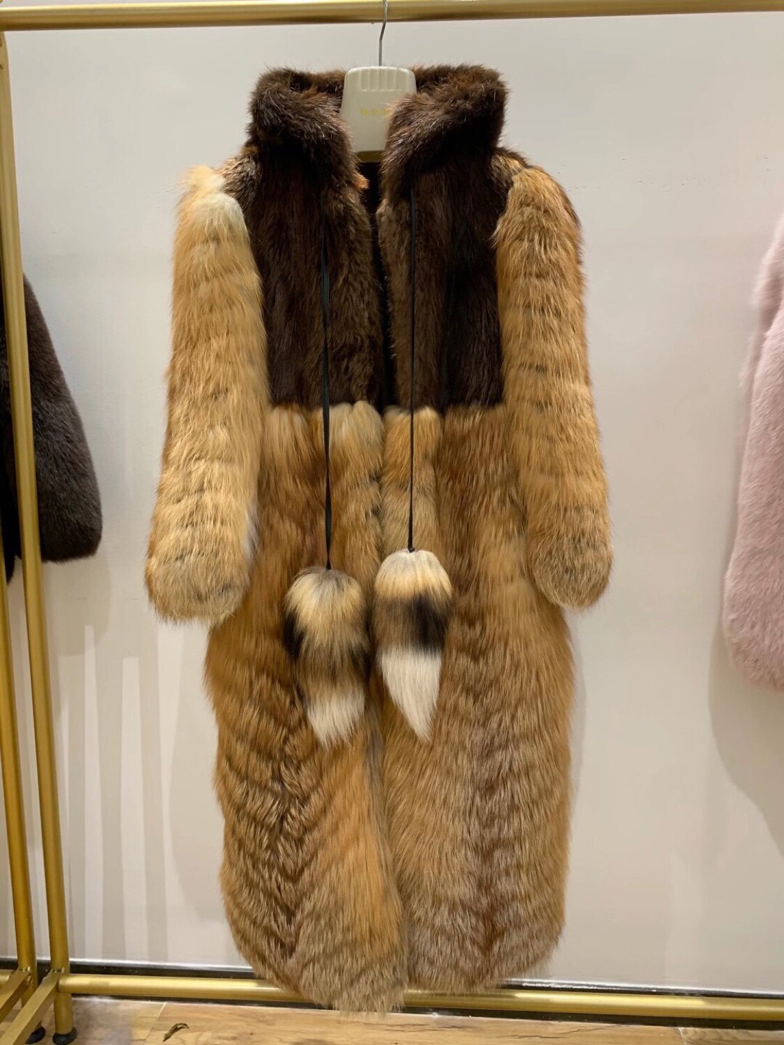 vivian新款洋气时尚整皮本色金岛十字狐狸狐狸皮皮草