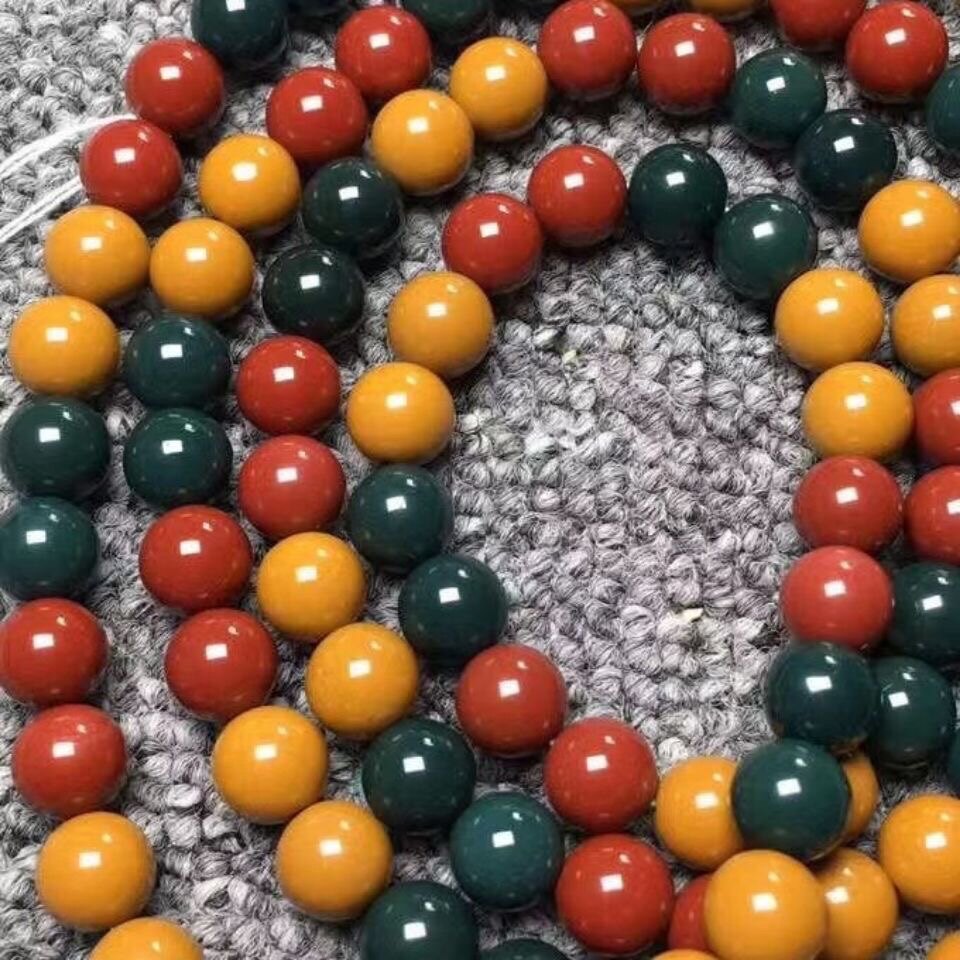 天然精品阿拉善圆珠珠珠红绿灯佛珠男女时尚配饰手链