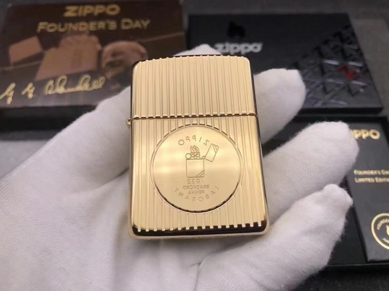 zippo新款镀金总裁创立ggb纪念全球限量版美版zippo