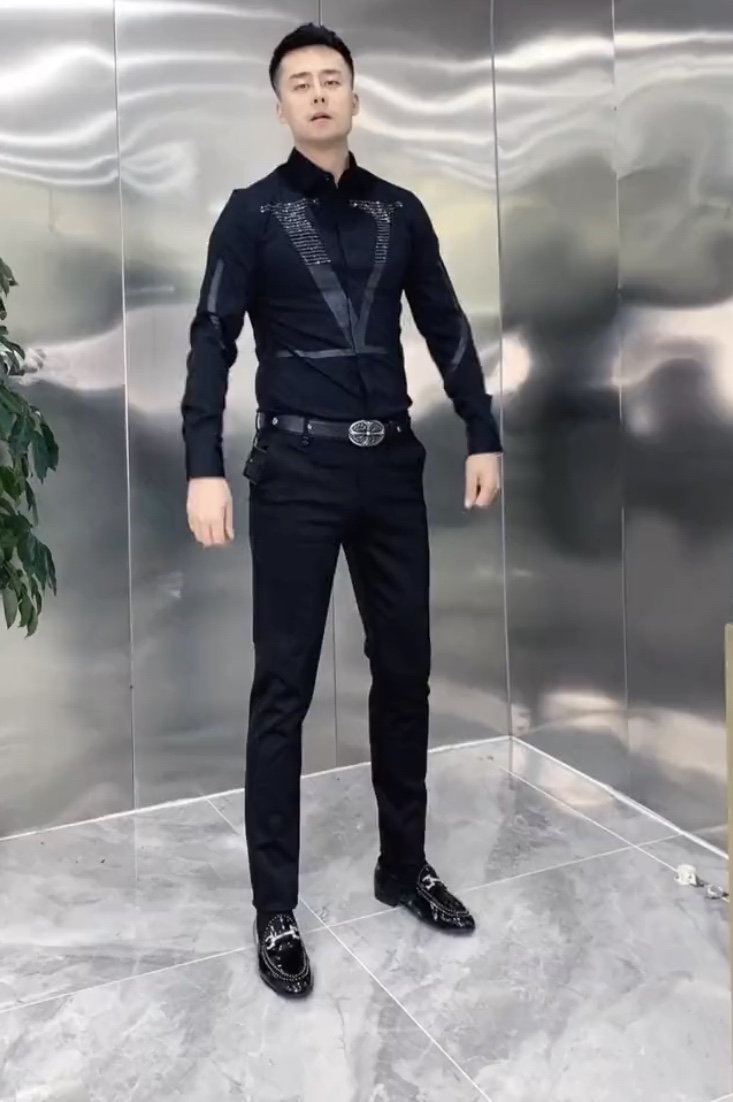 春装新款男装时尚潮流运动休闲衬衫快手抖音同款简约百搭轻奢商务