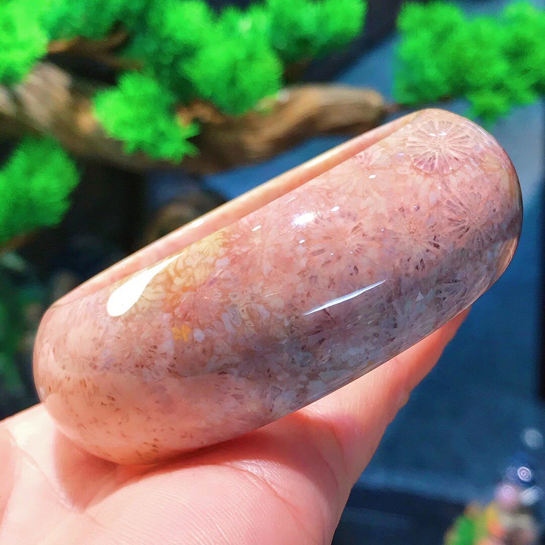 一博珊福精品天然珊瑚粉红老料大花手镯手镯