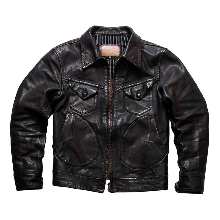 门多萨马马龙白兰度机车骑士马皮茶芯皮夹克西部rrl皮衣