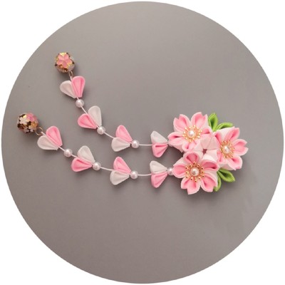 日式和风樱花发夹粉色浴衣和服发饰动漫cos头饰古风头花夹子包邮