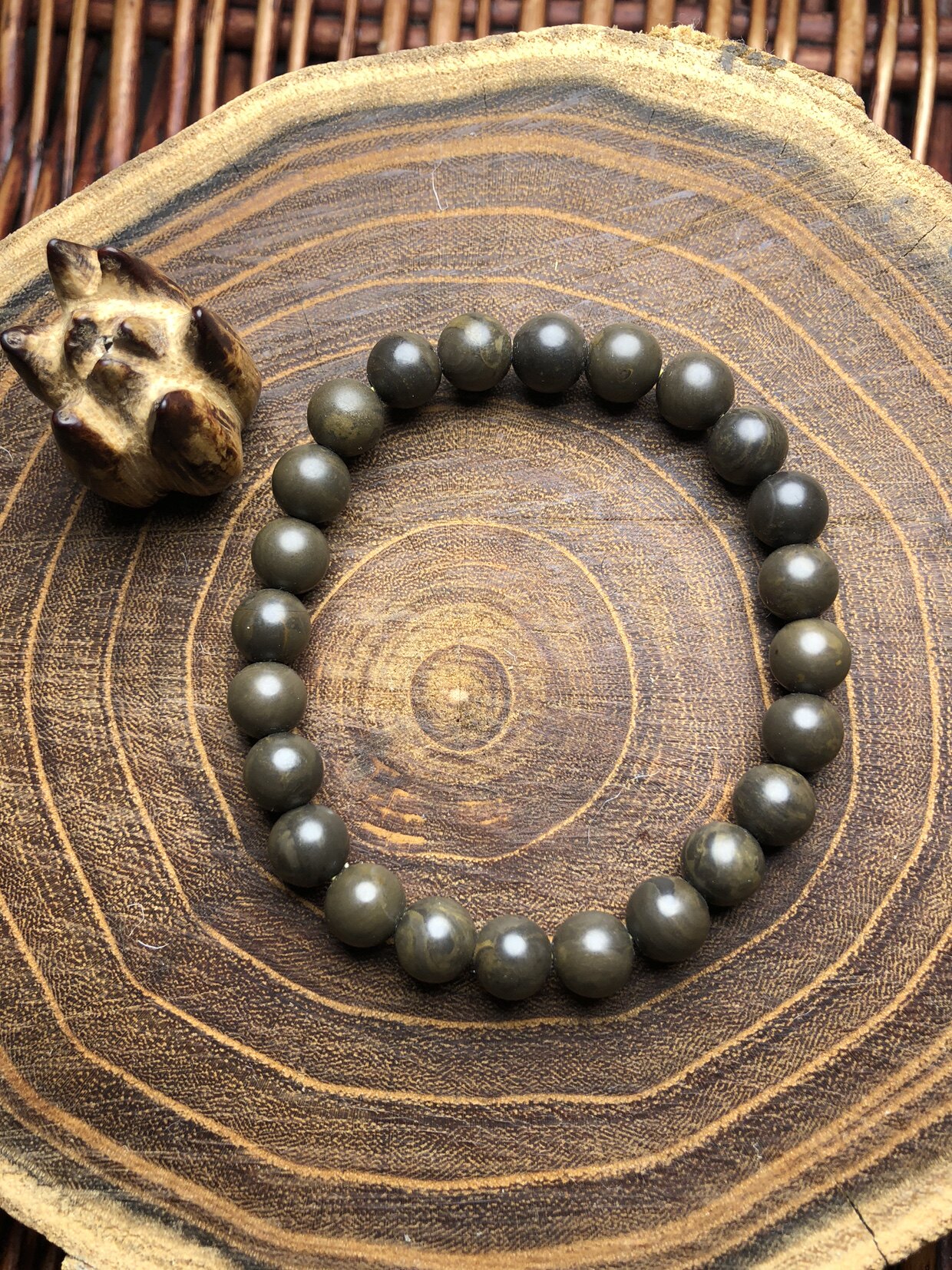 精品泗滨玄黄砭石手佛珠项链手链护心安神手串手链