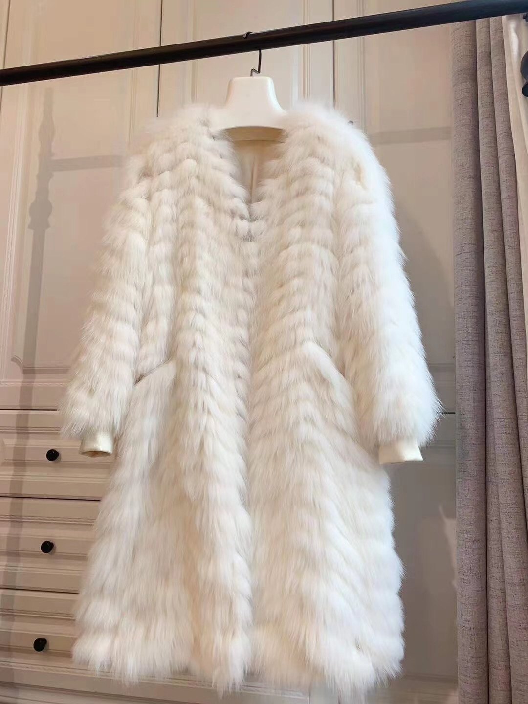 厂家直销断码进口狐狸毛车条车条皮草长款外套皮草