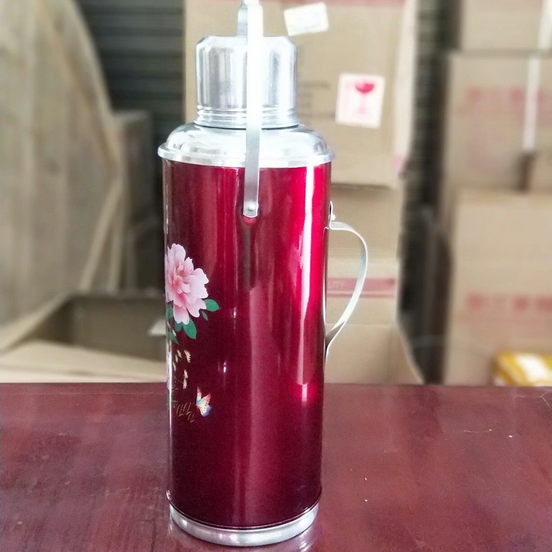 大红铁皮80代结婚复古怀旧饭店餐馆老式家用热水瓶