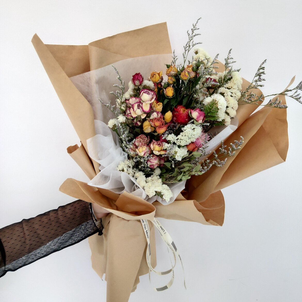 礼物玫瑰干花包装花束满天星向日葵棉花ins毕业干花