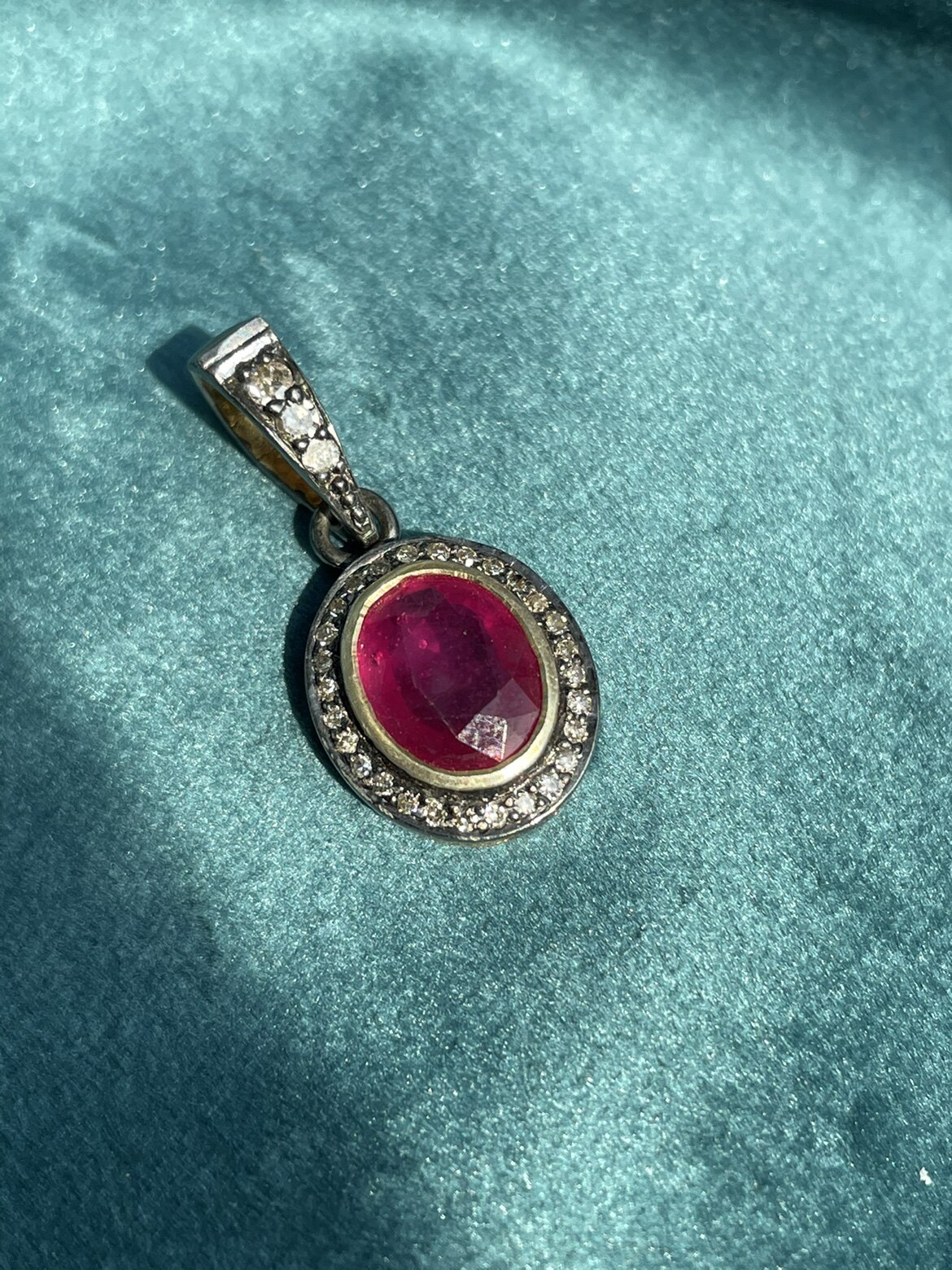 吊坠印度红宝石钻石镶嵌复古民族风项坠