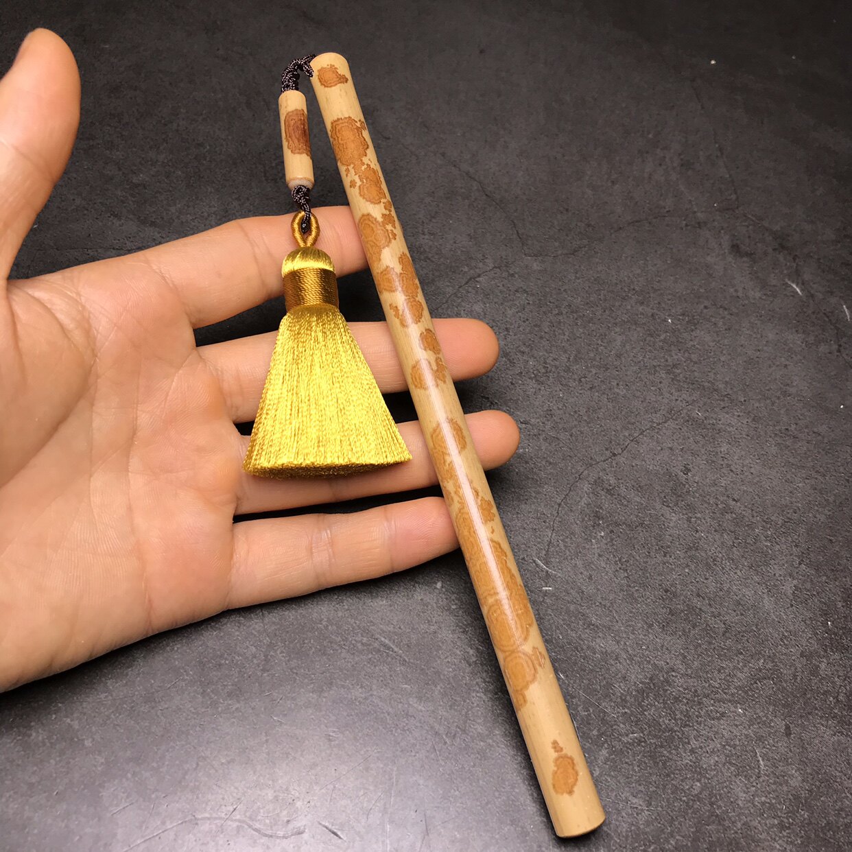 一物一图福建湘妃竹手把指纹花红香妃竹节文玩挂件文房四宝