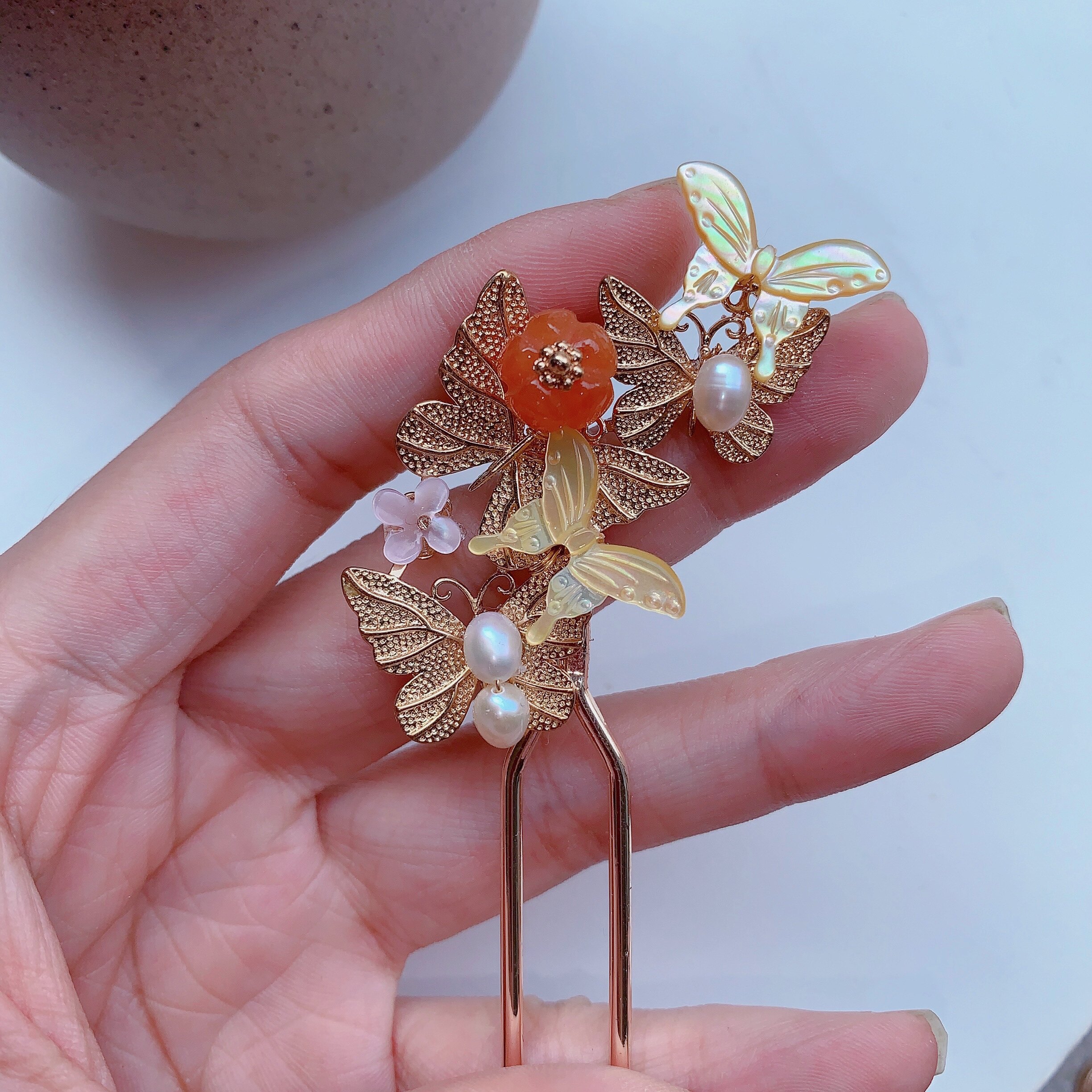 枝兮原创手工古风蝴蝶发簪日常挽发汉服配饰发饰