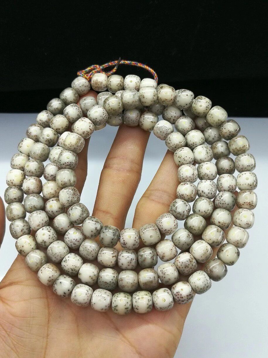 镇店之宝海南星月菩提108颗佛珠8x9石玉料留白月朗星稀佛珠