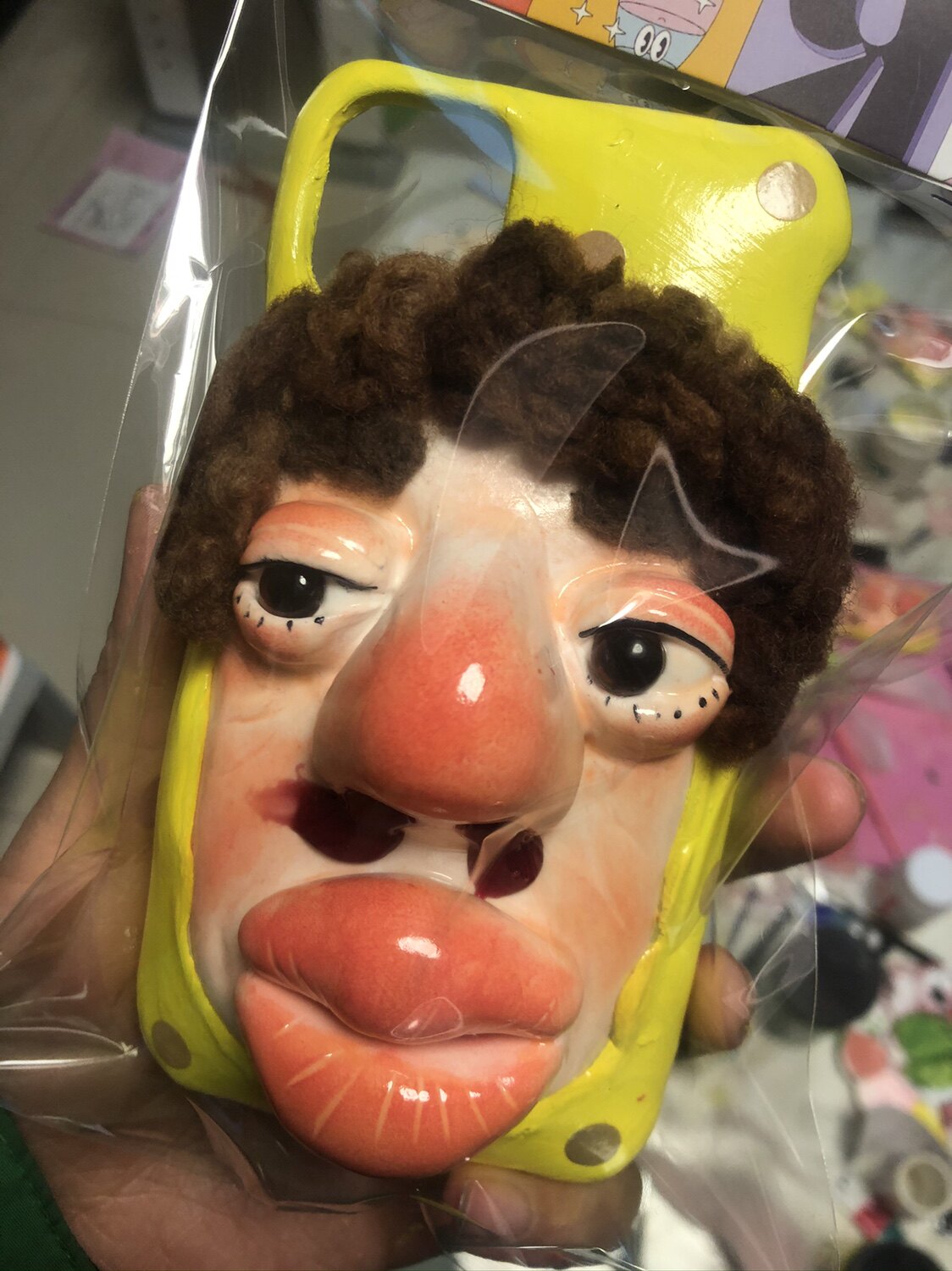 原创丑萌爆炸头丑娘粘土手机机壳适用苹果华为手机壳
