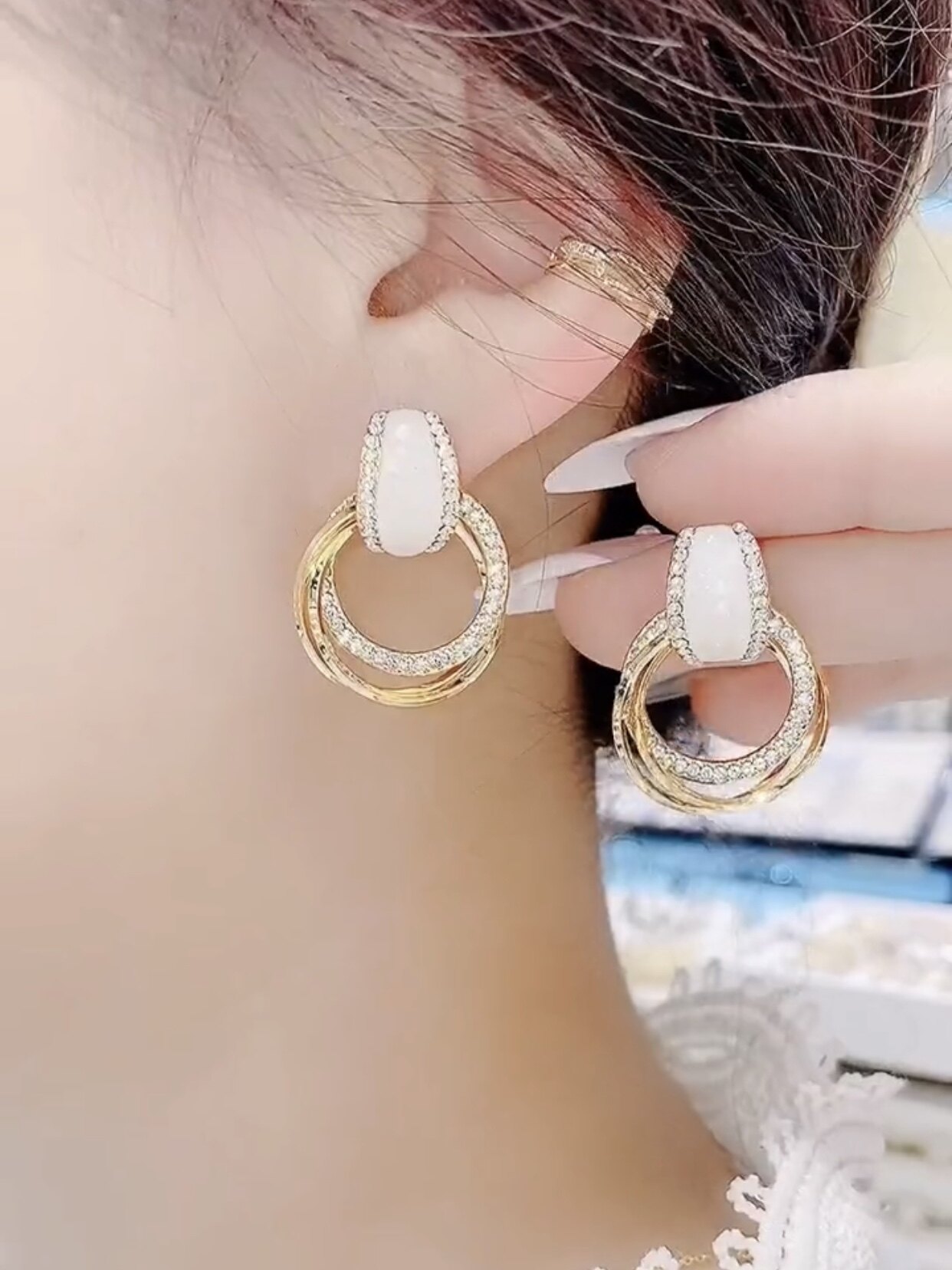 耳环2021年新款明星同款银针过敏几何圈圈春夏耳环