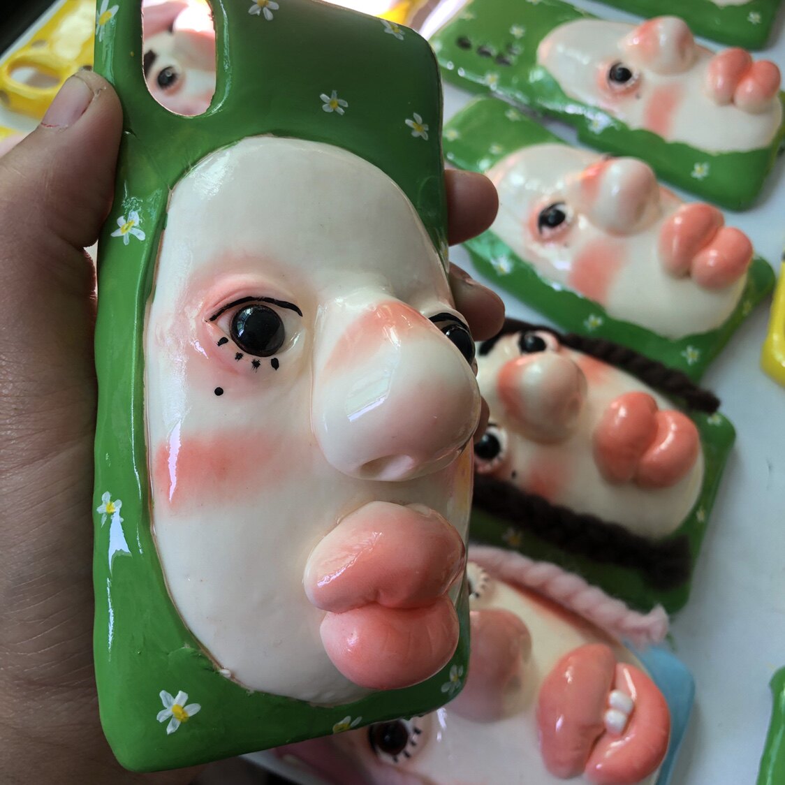 原创丑萌粘土手机机壳不加头发适用任何型号手机壳