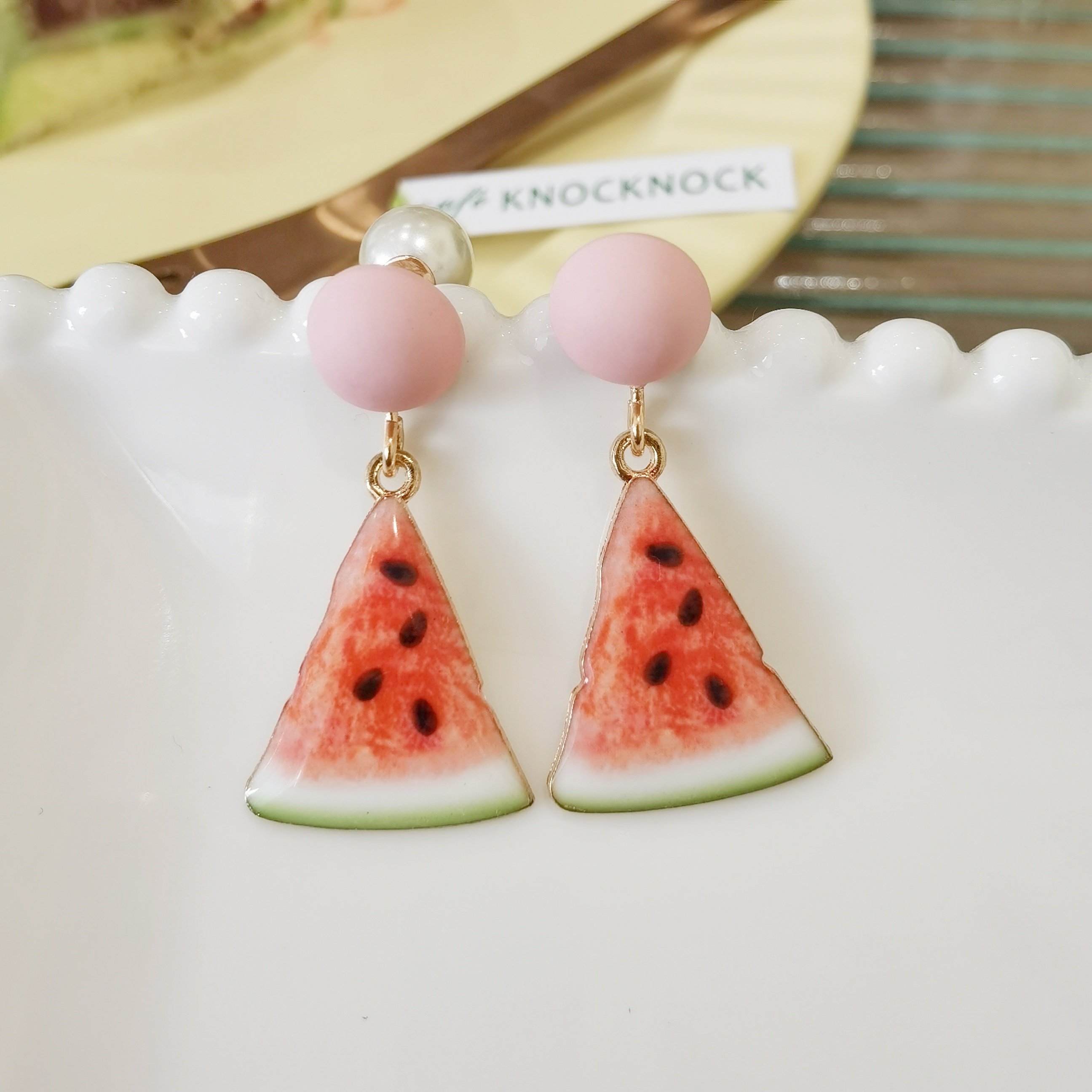 原创甜甜的夏天清新西瓜ins少女甜美质感可爱耳环