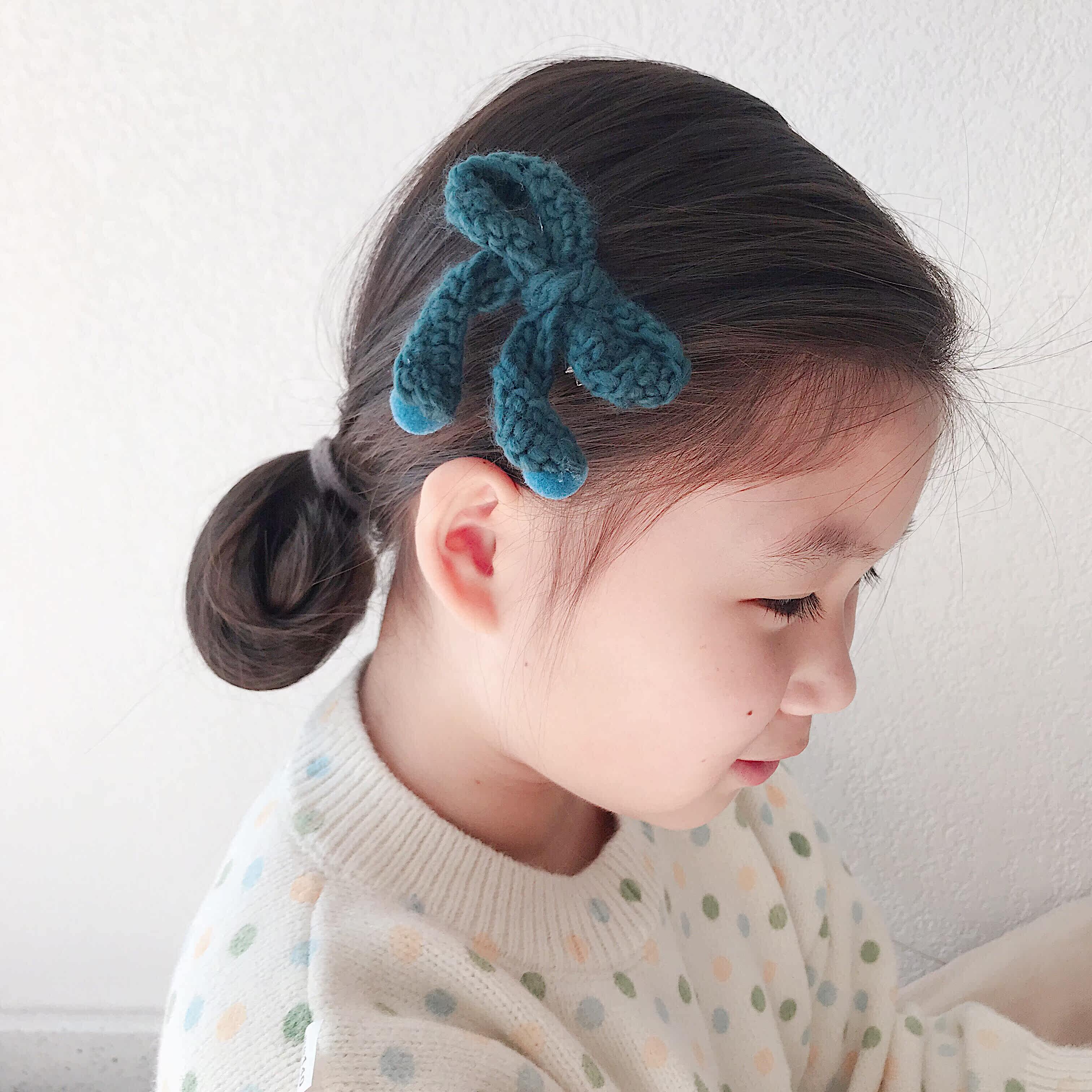 韩国进口针织蝴蝶结发夹儿童发饰学生头饰女童公主头饰宝宝发卡