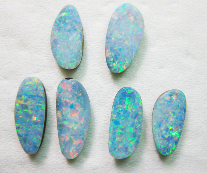 促销彩色贵重宝澳洲黑欧泊二层拼合裸石素面可镶戒指吊项链坠5