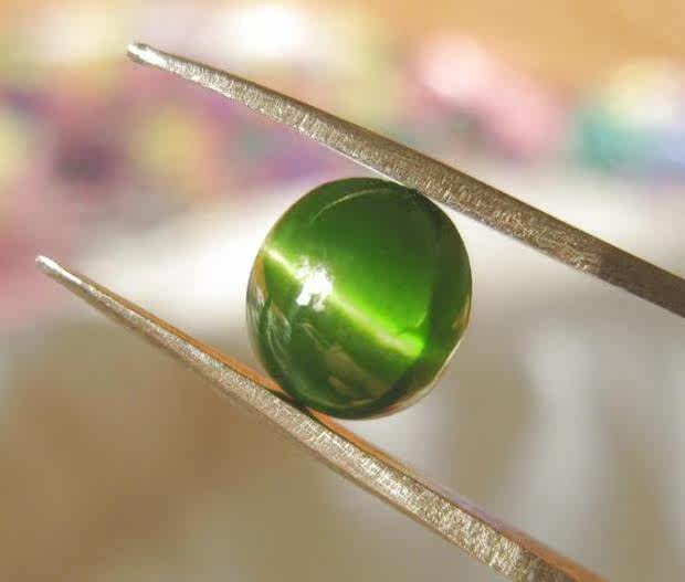 促销送证书珠宝彩色宝石透辉石猫眼裸石戒面1.65ct镶吊坠手链戒指