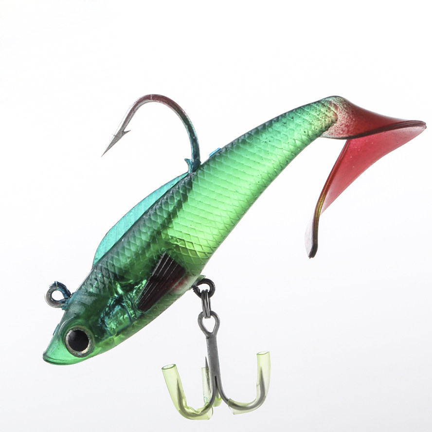 远投大克重包铅鱼卷尾路亚软饵18克95mm慕斯达双钩鱼饵