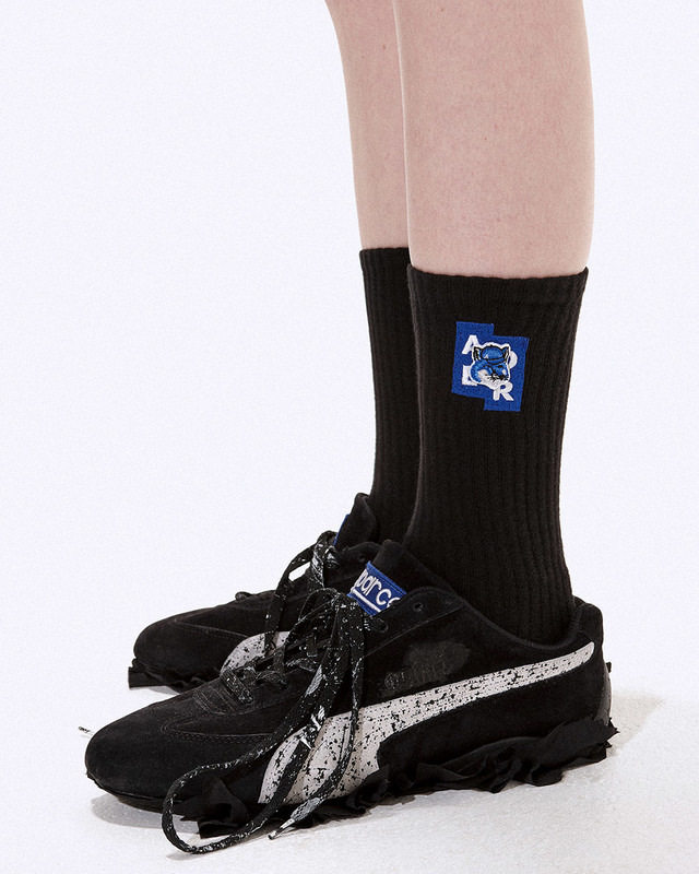 ader韩国小众潮牌俄罗斯方块狐狸刺绣纯棉袜子男中筒袜