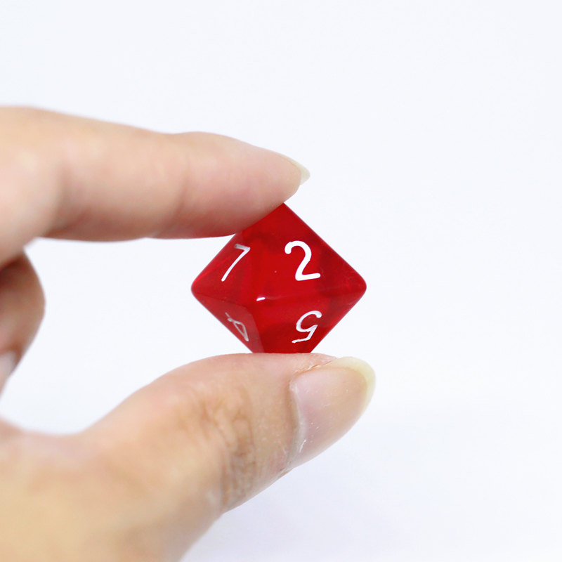 透明八面数字骰子儿童早教教具桌面游戏面色色子