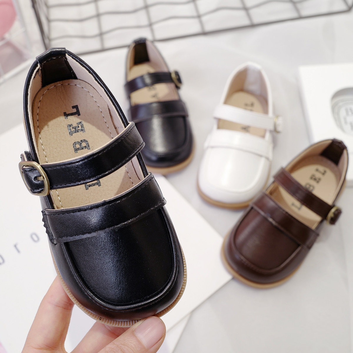 女童皮鞋春秋儿童复古面皮英伦风公主鞋软牛筋皮鞋