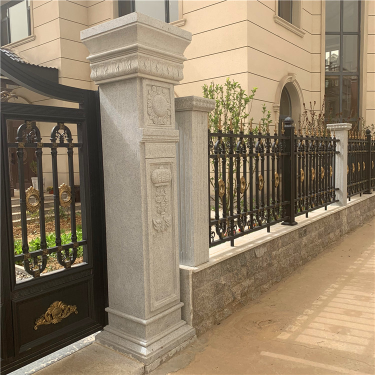 欧式石雕大门庭院柱子门口围栏芝麻欧式美圆雕石雕