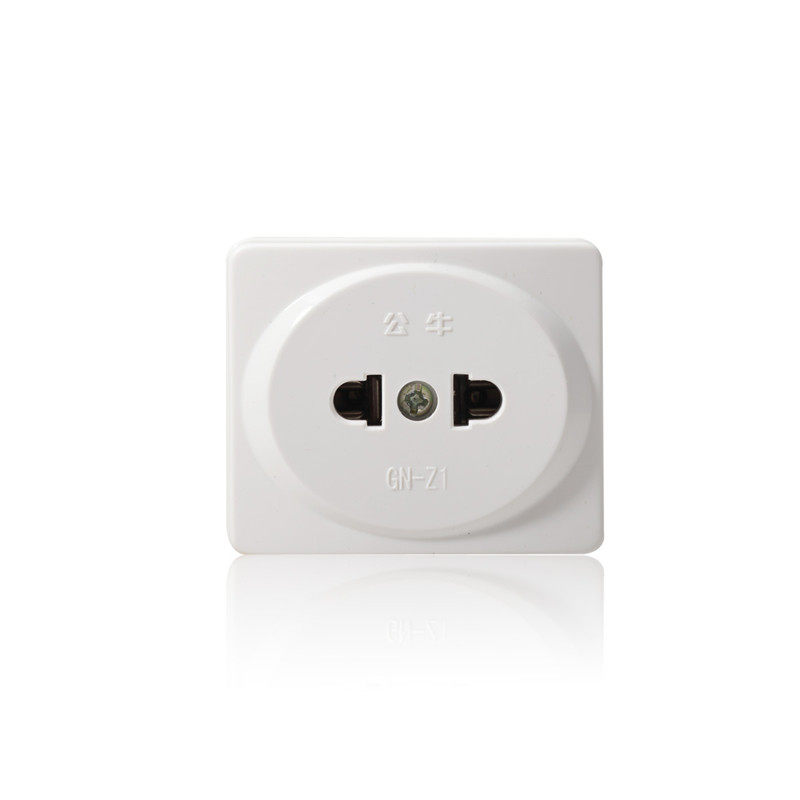 正品小型插板单孔小巧单相2眼两孔公牛扁圆电源插座