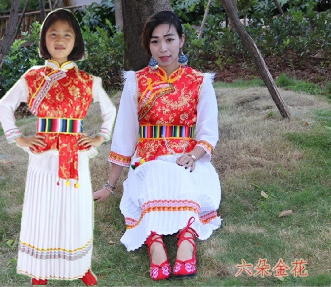 摩梭苗族服装普米族服装塔尔服民族服装童装儿童演出服民族服装