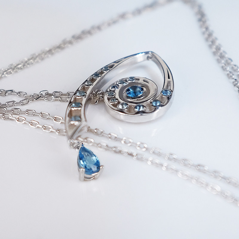 银聆原创手工星空之眼纯银宝石宝石眼眼睛吊坠项坠