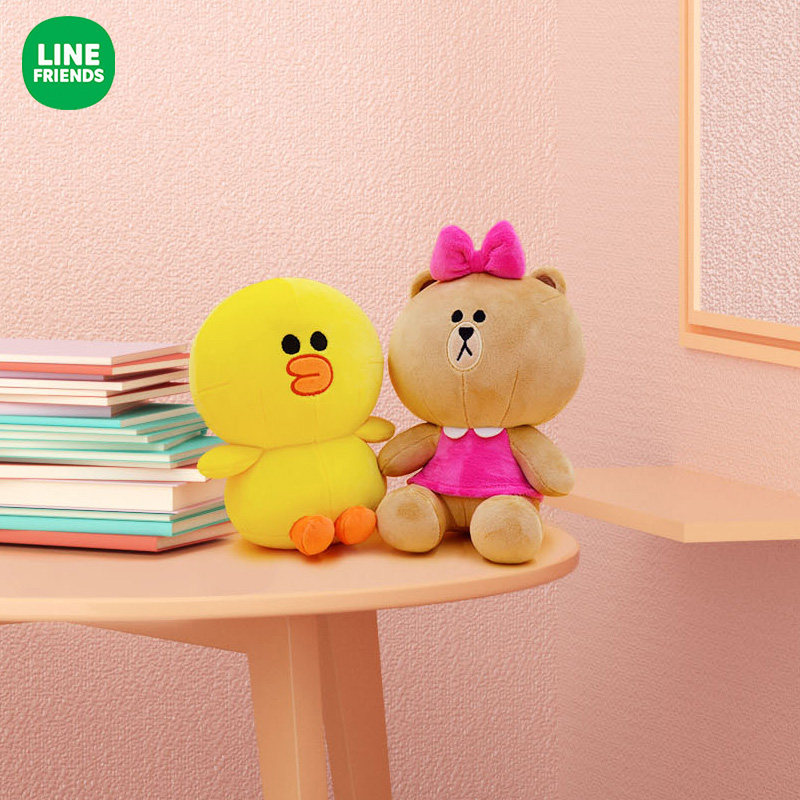 正版line friends布朗熊毛绒玩具睡觉抱枕可爱女生line熊玩偶公仔