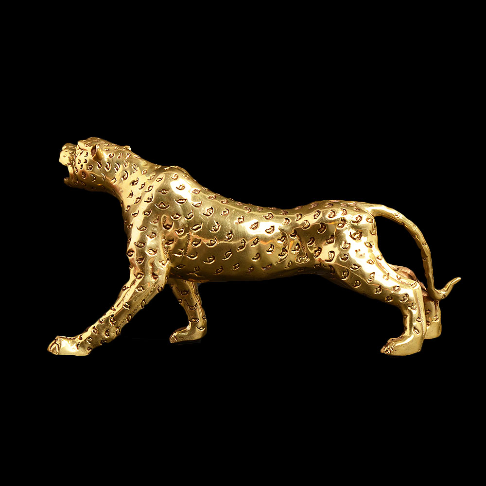 纯铜金钱豹摆件豹子工艺品梅花猎豹火豹招财辟邪镇摆件