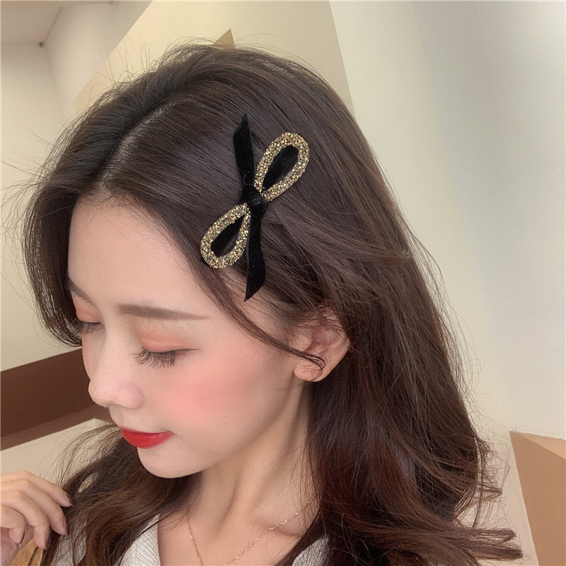 韩国网红ins蝴蝶结少女发夹侧边精致气质可爱发饰
